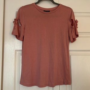 Topshop Pink Short Sleeve Shirt with Bow Detail